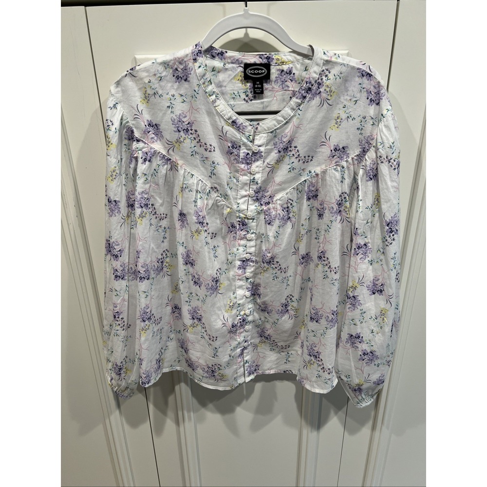 Women's Floral Button Up Cottagecore Prairie Top Sz Medium Flowy Boho Oversized